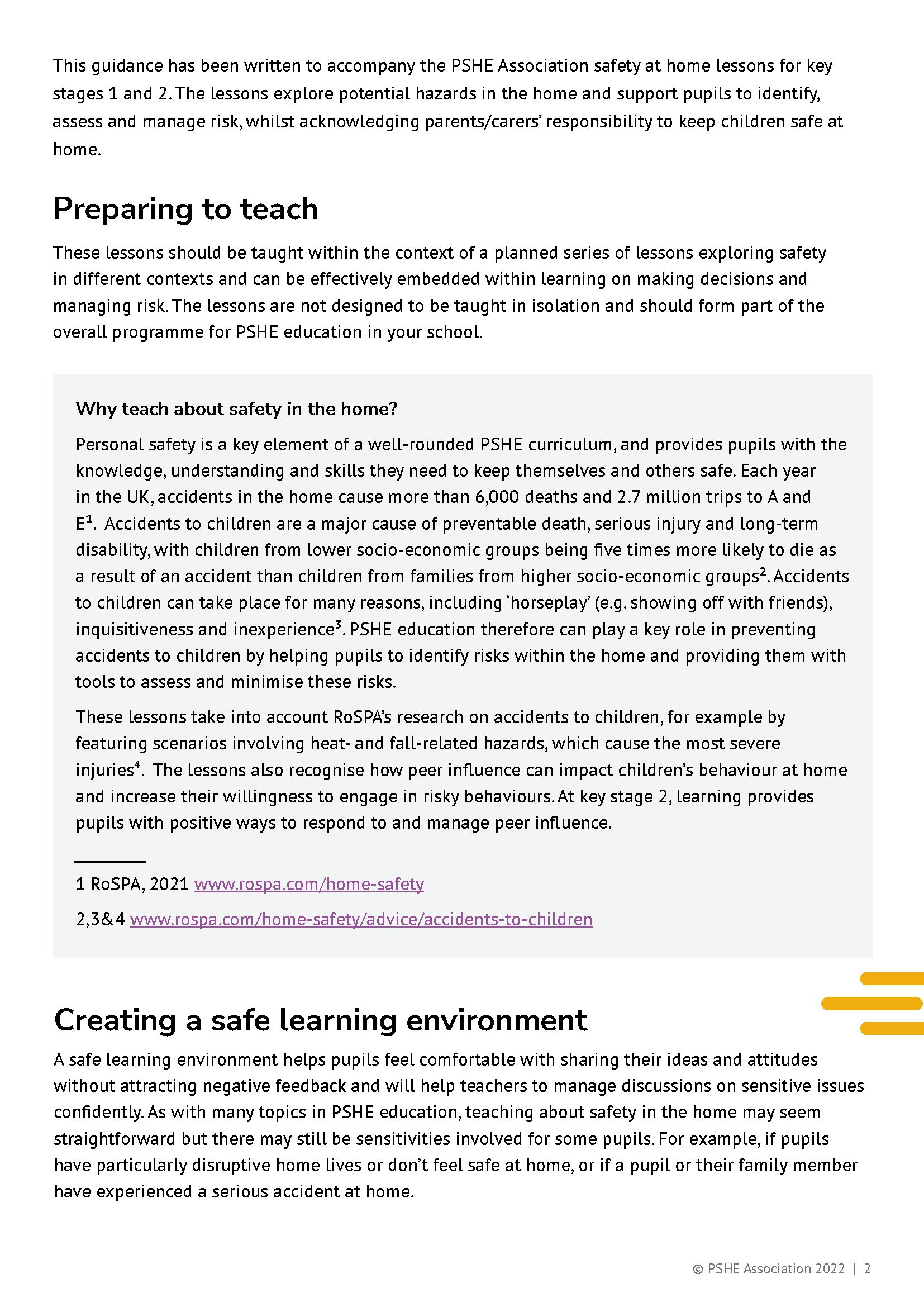 Keeping safe at home lesson pack